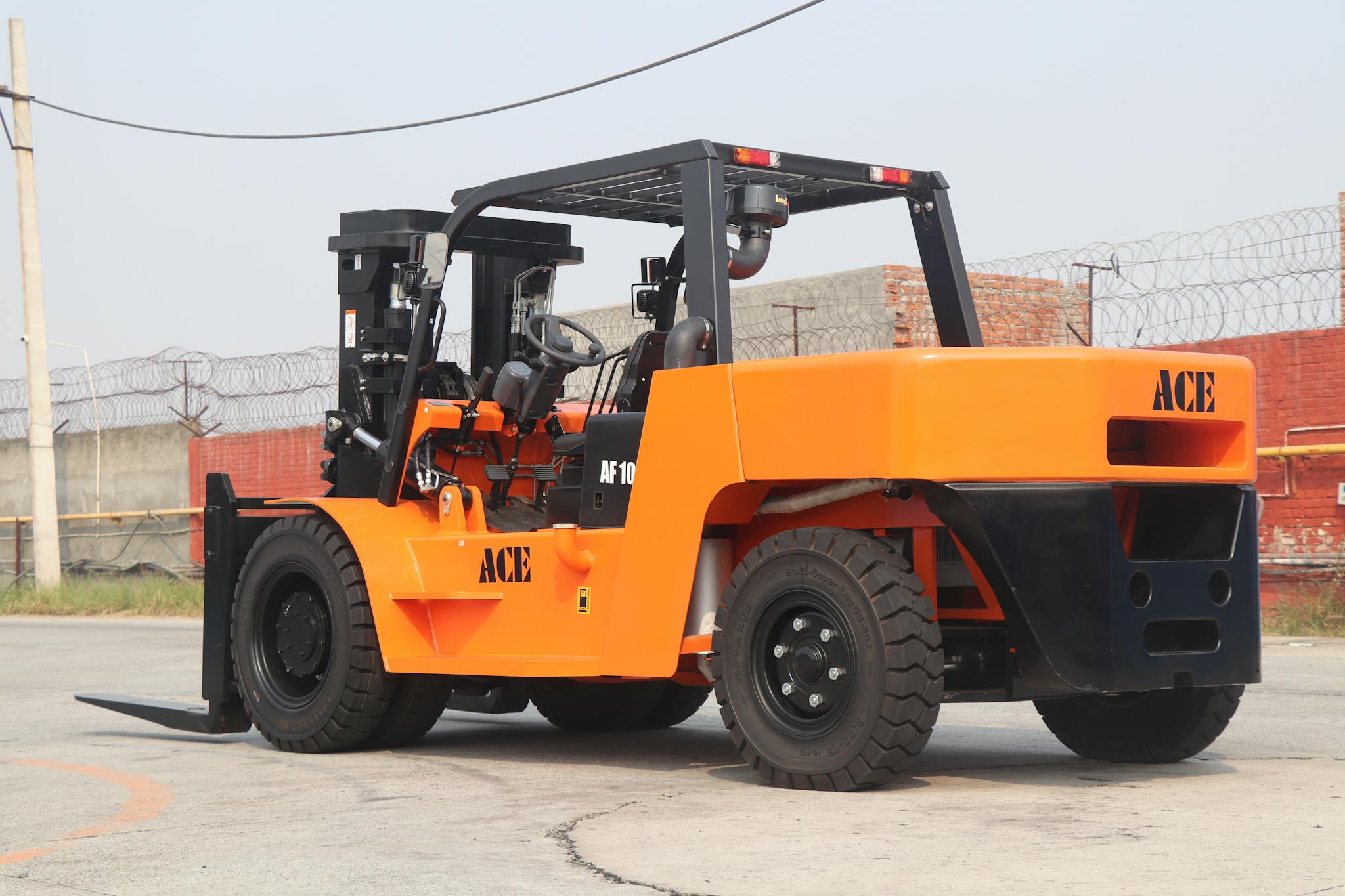 ACE forklift in an industrial outdoor setting in India, highlighting robust design.